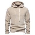 Detailed view of beige polar fleece fabric texture and drawstring on men's sweatshirt - 2XL / Light Khaki (HD09)