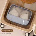 Grey polyester underwear organizer bag 32x23x12cm placed in a beige suitcase - Gray-Small (No. 1)