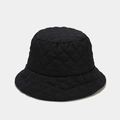 Detailed view of black quilted bucket hat featuring premium diamond stitch texture - Black / M (56-58cm)