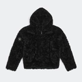Sweat à capuche classique en fausse fourrure noire avec texture peluche et motif croix - S / Noir Sauvage