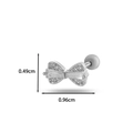 Silver bow cartilage stud with sparkling zircons and screw ball back 0.49x0.96cm - Silver #7