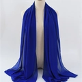 Royal blue chiffon hijab scarf displayed on a mannequin with elegant drape texture - 37