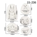 5-piece Cinderella themed white silicone molds for fondant, cakes and clay crafts - Gray