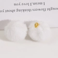 Soft white plush ball charm with gold metal loop for DIY jewelry and bag accessories - White No. 2