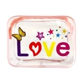 Transparent PVC cosmetic bag with pink trim and colorful Love butterfly print decoration - 039-Color Love Butterfly