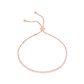 Verstelbare roségouden armband met glanzende strass-steentjes en een handige treksluiting - Roségoud