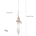 Golden hummingbird suncatcher with crystal prisms and size measurements 45cm long - Crystal Spire Bead Style / Gold