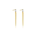 Orecchini a goccia dorati con zircone rettangolare e ciondoli conici eleganti - Argento S925/Placcato oro 18 carati / Oro con pietra bianca