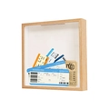 Vierkante houten schaduwbox voor reistickets met bovenste gleuf en helder paneel - 20×20cm / Natuurlijke houtkleur