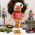 Standing gingerbread man plush with telescopic legs and red plaid chef hat - Vest Style