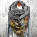 Thick warm dark grey scarf with colorful cat prints and a metal buckle fastener - 150*75cm / Dark Grey Multiple Cats (Image 31)