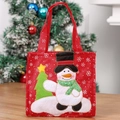 Christmas snowman embroidery red felt gift bag with handle and tree pattern - Red Christmas Snowman Style