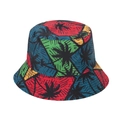 Colorful bucket hat with geometric patterns and palm leaf prints on a white background - Style P - Colorful Palm Leaves
