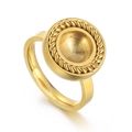 Goldener Edelstahl-Ring mit gedrehtem Rand und runder Fassung für DIY-Schmuckdesigns - US 9 / Gold (KLJ6063-Z)