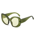 Oversized butterfly sunglasses with olive green frames and tinted yellow lenses - Regular / Green Frame / Green Lens