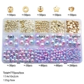 Macro detail of DIY 770pcs jewelry kit with ABS pearls and gold beads in storage box - Multicolor 1#