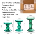 Set of 3 vintage green glass candle holders in different heights for table decor - Set of 3 / Green