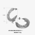 Orecchini a cerchio a C in acciaio inossidabile argento con trama a spirale, 3,3cm - 3.3cm / Color Acciaio