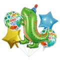 Detailed set of dinosaur aluminum foil balloons for kids birthday party decoration - Gold & Blue Star Dinosaur Set