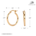 Detailed dimensions and S925 sterling silver stamp on golden hollow hoop earrings - 20mm / Gold