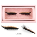 Reusable self-adhesive false eyelashes with gold glitter eyeliner, model YY-13 - Gold Glitter (YY-13)