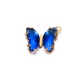 Deep blue crystal butterfly pendant with gold-plated edges and zircon inlay - Dark Blue