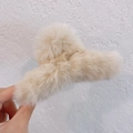 Plush cream faux fur hair claw clip for women featuring a soft and fluffy texture - Beige
