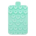Close-up of mint green silicone suction cup phone pad with heart embossed pattern detail - Mint Green