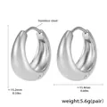 Boucles d'oreilles créoles en acier inoxydable argenté poli avec dimensions de 15mm - Couleur Acier (15mm)