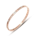 Bracciale rigido in oro rosa con numeri romani, piccoli diamanti e finitura lucida - Oro rosa