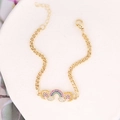 Detail of gold chain bracelet featuring rainbow heart and star charms with zircon - Star Moon Cloud Rainbow (19#)