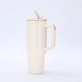 Insulated 40oz stainless steel travel mug with handle and straw in elegant beige - Fourth Generation 40oz Cream White / 40oz