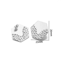 Silver hexagonal stainless steel stud earring with hammered texture, 26mm by 23mm size - 23x26mm V-Embossed Hexagon Studs / Steel