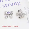Detail of silver alloy bow pendant with purple square rhinestone for DIY jewelry making - 3# Small Bow Purple Rhinestone