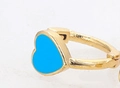 Golden heart ear cuff with blue enamel filling, minimalist fashion jewelry for women - Sky Blue