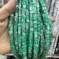 Perles de pierre carrées style turquoise verte avec des textures veinées naturelles - 4x4mm (Environ 38cm Fil) / Pierre Impériale Verte
