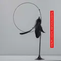 Cat teaser toy featuring black feathers and a detachable suction base for self-play - Standard Suction Cup - Black Feather
