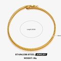 Goldene 6mm quadratisch geflochtene Edelstahl Drachenkette mit einer Länge von 55cm - 6mm / Gold