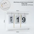 Calendrier à feuillets blanc et doré avec socle en bois et support métallique - Ornement de Calendrier Blanc (Détachable)
