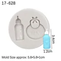 Silicone baby shower fondant mold featuring a baby bottle and a baby bib with BABY text - 1# Bottle & Bib / Gray