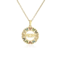 Collier avec pendentif MOM doré orné de cœurs en zircons colorés et chaîne assortie - Or-Rond MOM