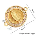 Connettore Madonna in rame placcato oro 14mm con zirconi scintillanti - Articolo Rotondo Religioso / M589797-Oro