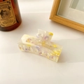 Transparent acrylic square hair claw clip with colorful terrazzo fragments inside - 7.4cm / Fresh Yellow