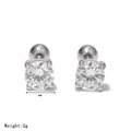 4mm zilveren zirkonia oorknopjes met schroefsluiting en 4-klauws zetting, 2g per paar - Stijl E Platina