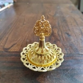 Brûleur d'encens de luxe en résine dorée avec base évidée de style arabe oriental - Grande tête ronde
