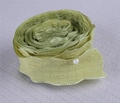 Light green chiffon ribbon roll with frayed edges and decorative pearl pin fixings - 2.5cm Simple Pack / Matcha Green