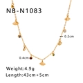 Details einer 18K vergoldeten Kette mit farbigen Augen-Anhängern und Maßangaben - Evil Eye Mehrfarbiger Zirkon-Stil (NB-N1083) / 18K Gold