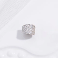 Macro shot of S925 silver barrel bead with paved zircon stones for DIY jewelry making - Silver Large Tilted Spacer Bead 5.5*7mm