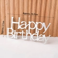 Silver mirror Happy Birthday cake topper, 10.7x5.7cm decorative inserts, 10 pieces pack - Acrylic Uppercase HB Silver / 10 Pieces Pack / Silver