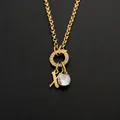 Collier DIY en acier inoxydable avec breloque lettre X et pendentif en cristal doré - Lettre X